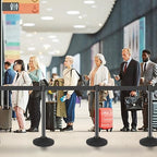 6 Pack Crowd Control Barriers Stanchions with 10 ft Retractable Belts - Heavy-Duty Base Stanchions for Queue Management in Airports, Theaters, Hotels, and Retail Stores(Black, 6 Pack)