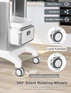 Medical Trolley Cart Mobile Ultrasound Cart 130 LBS Load Professional Portable Storage Drawer with 4 Silent Wheels Tray for Hospital Dental Clinic Beauty Salon Office Bedroom