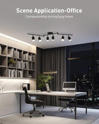 Bojim 6 Light Black Track Lighting Kit, Modern LED Track Lighting Fixtures Ceiling, Flexibly Rotatable LED Light Head with Acrylic Ring, Kitchen Ceiling Track Light (GU10, Bulbs Not Included)