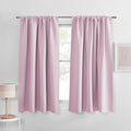 PONY DANCE Room Darkening Curtains - Kitchen Solid Thermal Draperies Rod Pocket Short Panels Drapes for Bedroom Window Treatments, 52 W by 54-inches L, Light Pink, Set of 2
