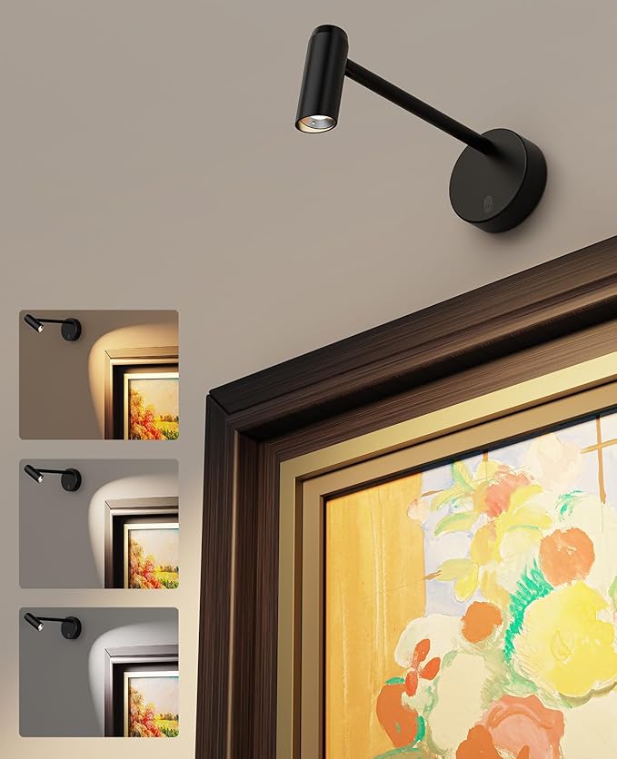 Picture Light for Wall, Battery Operated Art Light for Paintings CCT Dimmable Recharging Gallery Battery Wall Light with Remote Control for Living Room Gallery Dartboard Art Bathroom