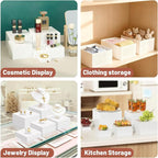 6Pcs Buffet Risers with Mini Sign and Maker, Acrylic Food Risers for Buffet Table, Catering Dessert Cake Stand for Party, Collectibles Jewelry Display Stand, White Cube Boxes Nesting Risers(10",9",8",7",6",5")