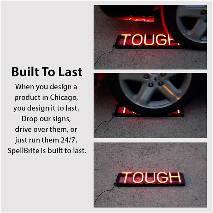 SpellBrite Custom Signs for Business | Custom Neon Sign Look, LED Light Source | Changeable 6.3" LED Letters (2 rows, 14 characters)