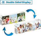 AITEE 2x6 Acrylic Picture Frames 3 Pack, 20% Thicker Block, Clear Picture Frames Freestanding Double Sided Magnetic Acrylic Lucite Frameless Transparent Square Frame Gift for Desktop Display