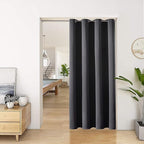 ChrisDowa Blackout Door Curtains for Doorway Privacy, Grommet Closet Curtains for Bedroom Closet Door, Thermal Insulated Temporary Doorway Cover Room Divider Drapes (1 Panel, Dark Grey, 34 x 80 Inch)