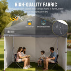 CROWN SHADES 10X10 Comercial Instant Canopy Pop Up Tent with Center Lock, 300D Fabric, 4 Sidewalls, Sto'N Go Bag, Grey