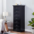 Tall Black Dresser for Bedroom with 7 Drawers, 52" Tall Modern Style Wooden Lingerie Chest with Crown Molding and Solid Wood Ball Legs, Anti-0xidation Zinc Alloy Knob(Black)