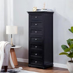 Tall Black Dresser for Bedroom with 7 Drawers, 52" Tall Modern Style Wooden Lingerie Chest with Crown Molding and Solid Wood Ball Legs, Anti-0xidation Zinc Alloy Knob(Black)
