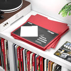 Facmogu 20PCS Vinyl Record Dividers, Upgrade Thicker Vinyl Record Separators, 33RPM Plastic Vinyl Record Divider Card, Blank Writable DIY Vinyl LP Album Separators for Vinyl CD, DVD Organization - Red