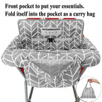 2-in-1 Shopping Cart and High Chair Cover for Baby, Padded Cover, Fold'n Roll Style, Portable with Carry Bag (Gray Arrow)
