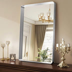 Silver Bathroom Mirror for Wall, 36x24 Inch Rectangular Aluminum Alloy Framed Mirror, Modern Wall Mounted Vanity Mirror for Bathroom, Vertical or Horizontal