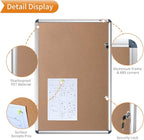 VIZ-PRO Tamperproof Lockable Cork Noticeboard Class 1 Aluminium Framed 48x36 Inches