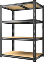 REIBII Garage Shelving 60.1" H Storage Shelves Heavy Duty 1800 LBS, 4-Tier Metal Shelving Ajustable Garage Shelves for Warehouse Basement Kitchen Pantry Closet, 60.1" H x 35.5" W x 18" D