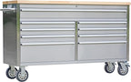 61 Inch Large Tool Chest with Lock - Tool Chest Workbench with 9 Drawers,4 Wheels(2 Can Be Braked),for Garage, Workshop, Warehouse Repair,Sliver