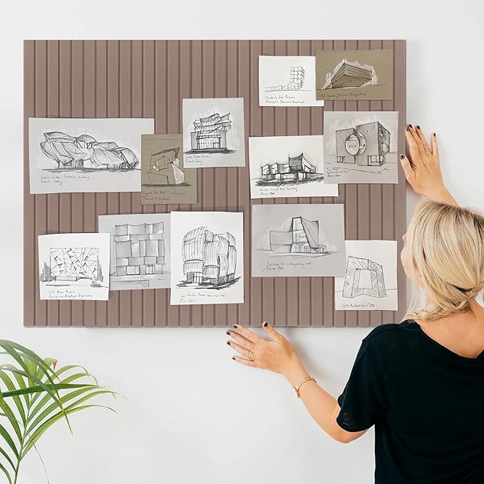 Large Felt Bulletin Board 35x47 Inch, 12pcs Peel and Stick Felt Wall Tiles Modern Push Pin Board for Wall Organization