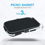 LIQING 35L Large Picnic Basket 2 Layers of Internal Pockets Leak-Proof and Insulated ，Folding with Internal Support for enhansed Stability, Wedding Gifts for Couple(Black)