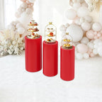 3Pcs Metal Pedestal Stand for Party, Large Red Cake Stand, Pedestal Display Plinth Pillars for Wedding Ceremony Birthday Party Art Decor, Column Decorative Cube for Wedding Dessert Table Display