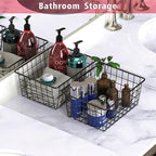 Metal Black Large Wire Basket Food Storage Organizer,pantry organizers and storage for Organizing Kitchen Cabinets potato onion, 2 Pack