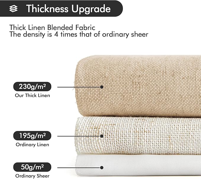 MIULEE Non-See-Through Privacy Linen Curtains 2 Panels, Light Filtering Window Curtains Farnhouse Textured Back Tab Semi Sheer Drapes for Bedroom Living Room, 52 x 90 Inches Long, Light Brown