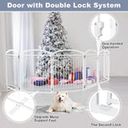 Full Metal Free Standing Dog Gate with Door for Indoor Outdoor, 144'' Extra Wide 32'' Tall Dog Gate for Doorways,Large Openings,Decks,Freestanding Portable Pet Fence(6 Panels,Black)