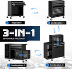 SILVEL 8-Drawers Rolling Tool Chest, Assembled Tool Box with Auto Locking System & Lockable Wheels & Sliding Drawers & Detachable Top, Tool Storage Cabinet for Garage Workshop