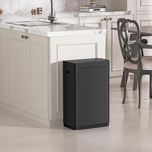 Mbillion Automatic Touchless 21 Gallon Motion Sensor Trash Can Stainless Steel Smart Trash Cans with Lid Rectangular Garbage Can for Kitchen Bedroom Home Office Black