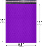 Purple Poly Bubble Mailers 8.5x12 inch #2 | Self Seal Padded Envelopes | Cushioned Bubble Mailer | Usable Size 8.5x11 | WaterProof | Lightweight mailing Shipping Bags | 100 Pack Bulk