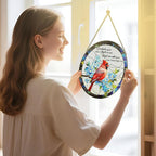 Cardinal Stained Glass Window Hanging, 8 Inch Sun Catchers Indoor Window, Suncatchers for Windows Hanging, Home Decor and Memorial Gift, Sympathy Gift, Cardinal Gifts, in Memory of Loved One Gifts