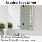 Ruomeng Frameless Full Length Mirror for Wall, 48x12 Inch Bathroom Vanity Mirror Farmhouse, Large Rectangle Mirror with Beveled Edge, Tempered Glass, Hangs Horizontally or Vertically