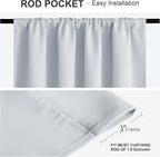 PONY DANCE White Draperies & Curtains - Room Darkening Rod Pocket Top Thermal Insulated Noise Reducing Short Curtain Panels for Kitchen Bedroom, 52 Wide x 45 Inches Long, Greyish White, 2 PCs