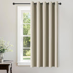 ChrisDowa Blackout Curtains 70 inches Wide for Bedroom - Extra Wide Grommet Thermal Insulated Room Darkening Curtains for Living Room (1 Panel, Beige, 70 x 63 Inch)