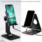 360 Rotating Cell Phone Stand,Folding Phone Stand,Adjustable Height and Angle Foldable Cell Phone Stand Holder for Desk, Taller iPhone Stand Compatible with iPad Smartphones Tablet (Black)