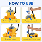 Commercial Mop Bucket with Wringer on Wheels, Heavy Duty Industrial Mop Bucket and Wringer, Side-Press Bucket with Wringer Set for Home Office Restaurant Business, 35-Quart - Yellow