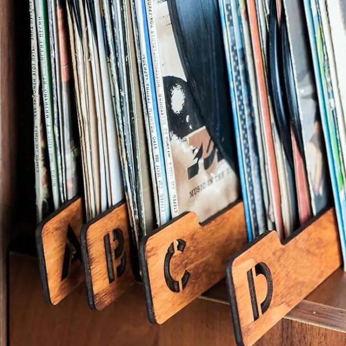 Vinyl Record Dividers, Alphabetical Vinyl Record Storage Dividers A-Z, 26 Record Rack Organization Guides, Album Box Collection Bins for Music Lovers