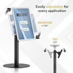 Mount-It! Anti-Theft Tablet Stand, Universal 7–15" Countertop POS Kiosk with Lock, 360° Rotation & 230° Tilt, Secure Retail iPad Stand for Check-in, Business & Commercial Use