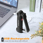 Mudder 6 Pcs Rechargeable LED Work Light with Magnetic Base 360° Rotate 5 Modes Flashlights for Car Repair Outdoor Father's Day Tool Gifts(Black)