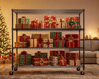 PrimeZone 60" W x 24" D x 76" H Heavy Duty Wire Storage Shelves with Wheels, 4 Tier Adjustable NSF Certified Garage Shelving Unit, Rolling Metal Organizer Shelf Rack for Warehouse, Pantry, 2 Packs