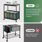 Rolling File Cart, Mobile File Cabinet with Wheels Hanging Files, Filing Cabinet Organizer Printer Stand File Organizer Fit Letter Size for Home Office, Black