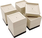 Bed Lifts Risers, Heavy Duty Furniture Elevator in Heights of 2, 3 or 4 Inch, Raising Blocks for Bed, Couch, Desk, Sofa, Tables, Headboard Stilts (Beige, 4 Pack Set)