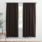 PONY DANCE Blackout Curtain Panels - Light Block Thermal Insulated Curtains with Rod Pocket Home Decoration Energy Saving for Bedroom Living Room, 52 x 72 inches, Chocolate Brown, 2 Panels