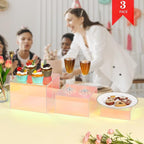 Risers Display Stands, Buffet Riser, Cubes Acrylic Display Box, Food Display Risers for Party, Acrylic Retail Display Stand, Nesting Showcase Display Riser, Craft Show Display Stand (3PCS-Iridescent)