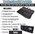 PartyLife Premium Portable Bar Table w/LED Lights, Wireless Remote, Folding Legs, Black Fabric Bar Skirt, 2 Storage Shelves & 2 Carrying Bags | Commercial Grade | Strong & Sturdy - White