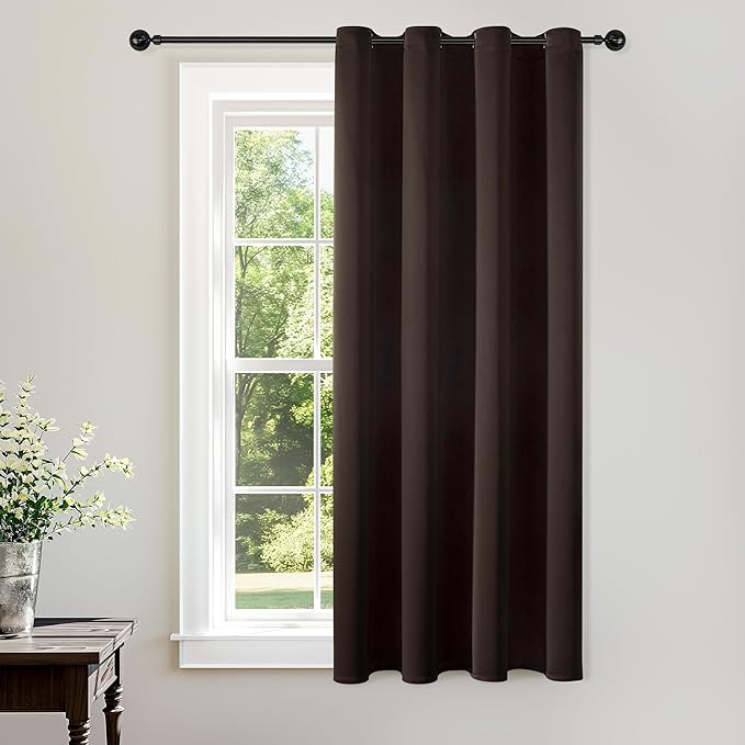 ChrisDowa Grommet Blackout Curtains for Bedroom - Thermal Insulated Room Darkening Curtains for Living Room (1 Panel Set, Brown,52W x 45L)
