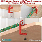 Tabletop Gift Wrapping Tool with Tape Dispenser–2 Pack Adjustable Wrapping Paper Table Clamps with 2 Tapes–Perfect for Christmas, Holidays, and Crafting