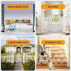 Expandable Barricade Gate,129” Metal Safety Barrier Gate with Casters,Accordion Garden Yard Outdoor Indoor Fence Folding Security Dog Gates Wall Mount,White
