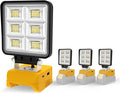 T-SUN Rechargeable LED Work Light, Portable Work Light Compatible with Dewalt 20V Battery, Cordless Flashlight Flood Light 52W 5200LM with USB &Type C Charger Port for Workshop, Garage Repair (4 Pack)