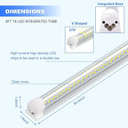 LED Shop Light,8FT 120W 12000LM 6500K,T8 Tube Lights Fixture White no dimmabl,High Output,Clear Cover,Integrated,V Shape 8 Foot Light Bulb,LED Shop Light for Garage Workshop (20 Pack)