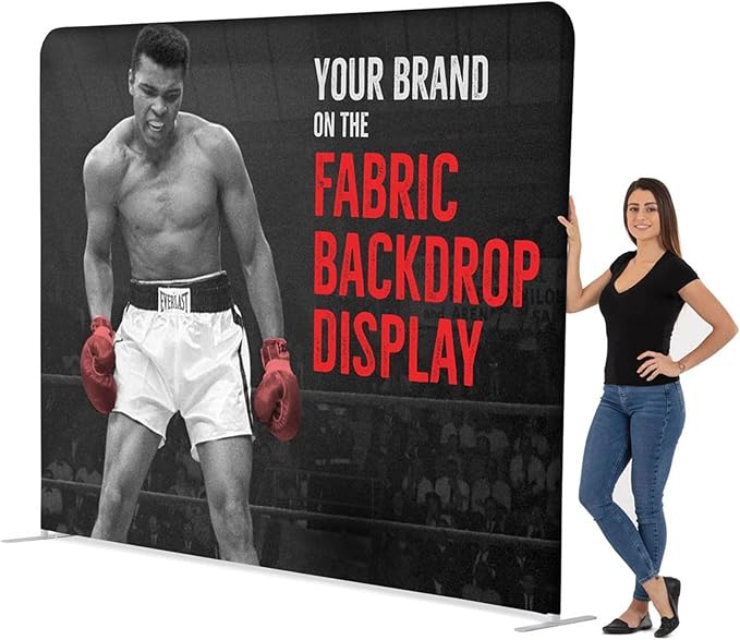 Custom Straight Tension Fabric Display Backdrop, Step and Repeat Backdrops for Events, Trade Show Display Backdrop Booth (Graphic with Stand, 10x10ft Single Sided Print)