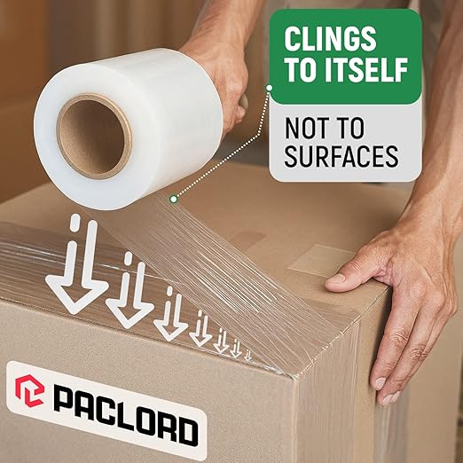 5" x 1000' Industrial Strength Mini Stretch Wrap Rolls with Extended Core Handles, Ready to Use Pack of 2 Clear Stretch Film Rolls, 80 Gauge, 500% Elongation - Shrink Wrap for Moving, Packing