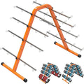 SELEWARE Portable Wire Spool Caddy – Heavy-Duty Steel Cable Dispenser with 8 Adjustable Rods for Effortless Spool Storage & Dispensing (Orange)